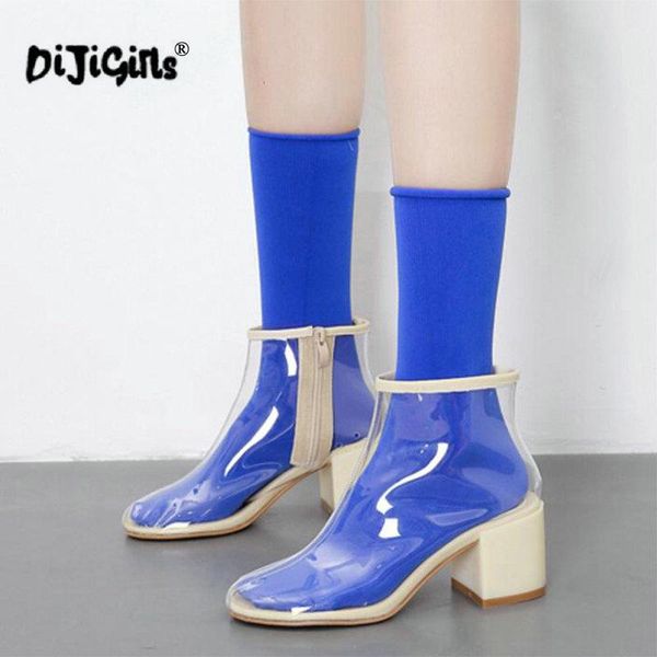 boots dropship candy color socks transparent clear pvc ankle women high heel zip up walkway rain female, Black
boots dropship candy color socks transparent clear pvc ankle women high heel zip up walkway rain female, Black