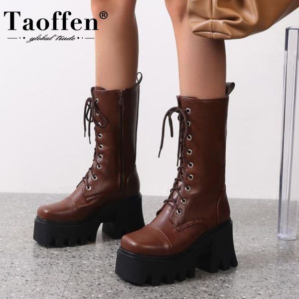 taoffen size 35-43 women mid calf boots platform strange heel cross strap shoes winter boots women party footwear, Black
taoffen size 35-43 women mid calf boots platform strange heel cross strap shoes winter boots women party footwear, Black