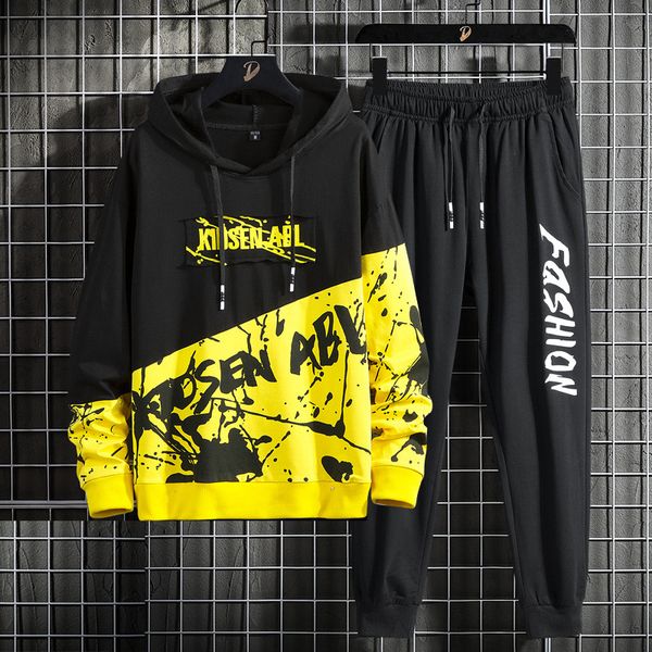 2021 new korean tracksuit hip hop letter printed patchwork men hoodies streewear slim youth fashion jogging suit 2 piece set c47g, Black
2021 new korean tracksuit hip hop letter printed patchwork men hoodies streewear slim youth fashion jogging suit 2 piece set c47g, Black