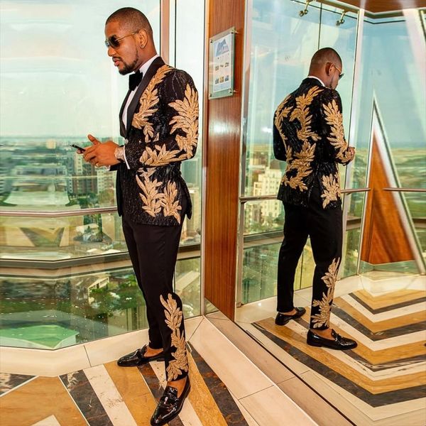 men singer stage shiny suits gold black sequins embroidery blazers pants set evening party banquet tuxedo costume performance 2 pieces, White;black
men singer stage shiny suits gold black sequins embroidery blazers pants set evening party banquet tuxedo costume performance 2 pieces, White;black