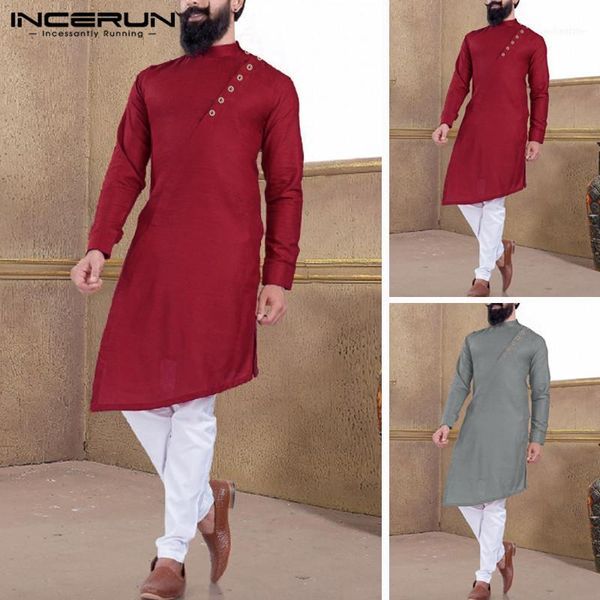 incerun men suit shirt 2019 vintage button solid stand collar long sleeve muslim clothes irregular long shirts men11, White;black
incerun men suit shirt 2019 vintage button solid stand collar long sleeve muslim clothes irregular long shirts men11, White;black