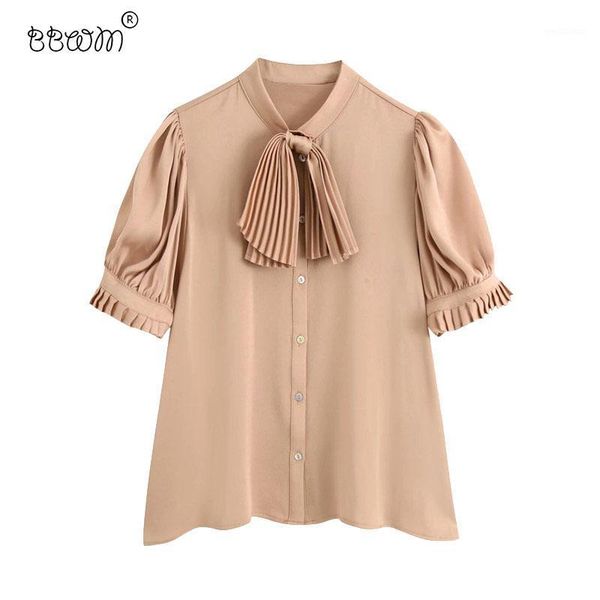 2020 women fashion pleated bow buttons satin blouses vintage ruched puff sleeve shirts female chic 1, White
2020 women fashion pleated bow buttons satin blouses vintage ruched puff sleeve shirts female chic 1, White