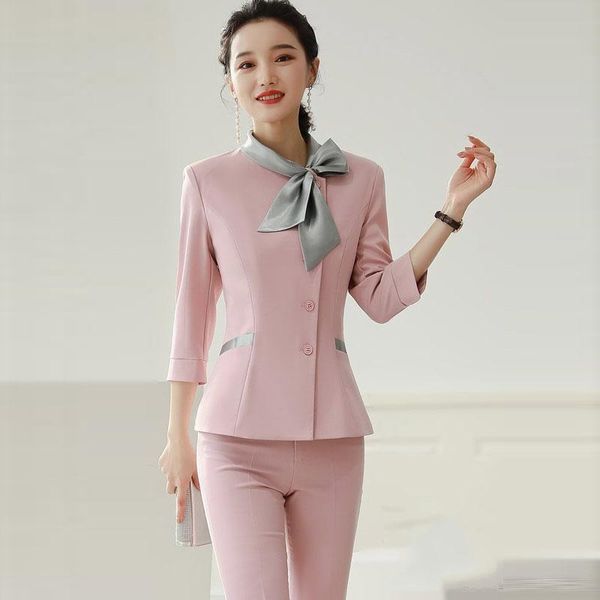 casual women's suit pants two piece set new summer elegant ladies blue pink blazer jacket beauty salon tooling, White
casual women's suit pants two piece set new summer elegant ladies blue pink blazer jacket beauty salon tooling, White
