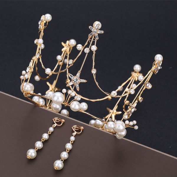 new pearl crown headdress atmospheric bride wedding round crown korean wedding dress accessories, Silver
new pearl crown headdress atmospheric bride wedding round crown korean wedding dress accessories, Silver