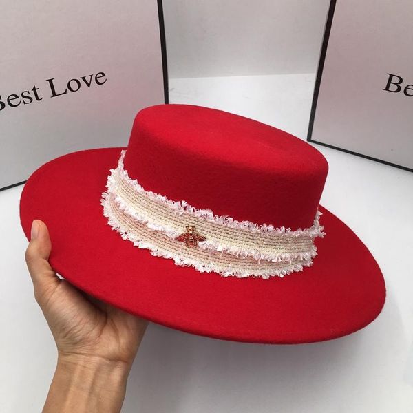 stingy brim hats fedora spring and autumn period red wool hat for women ceiling large eaves temperament hepburn, Blue;gray
stingy brim hats fedora spring and autumn period red wool hat for women ceiling large eaves temperament hepburn, Blue;gray