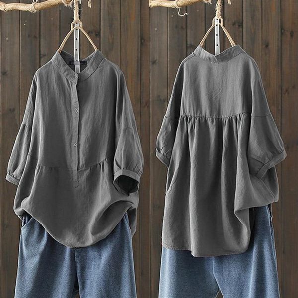 zanzea summer blouse women cotton shirts vintage casual half sleeve female button blusas solid tunic plus size chemise, White
zanzea summer blouse women cotton shirts vintage casual half sleeve female button blusas solid tunic plus size chemise, White