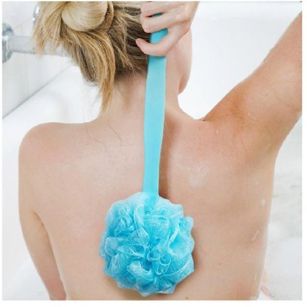 shower scrubber loofah sponge bath back brush with long handle (random color)1