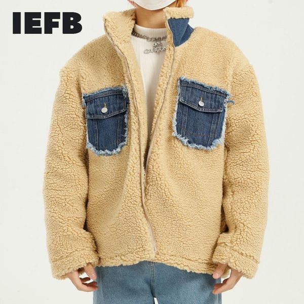 men's down & parkas iefb wear oversized lamb fur coat mens denim pocket design patchwork couple's cotton padded clothes 5044, Black
men's down & parkas iefb wear oversized lamb fur coat mens denim pocket design patchwork couple's cotton padded clothes 5044, Black
