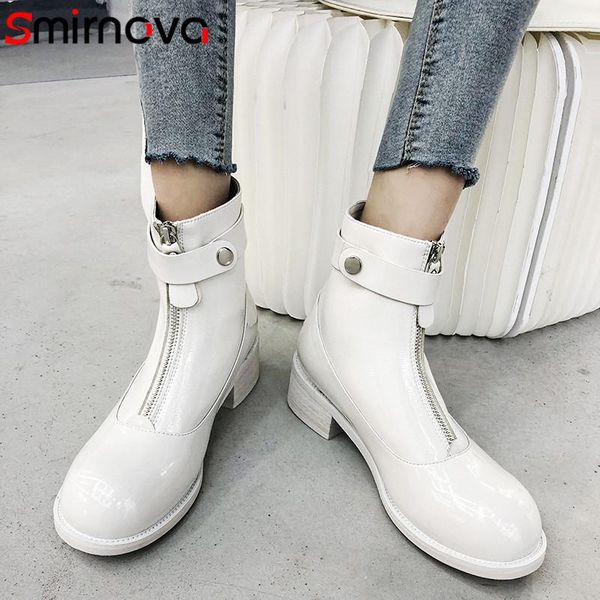 boots smirnova 2021 patent leather ankle women round toe zip buckle punk casual shoes fashion short woman, Black
boots smirnova 2021 patent leather ankle women round toe zip buckle punk casual shoes fashion short woman, Black