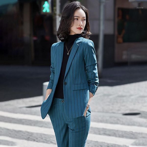

new autumn winter 2020 spring summer new women's metal double button professional warm suit1, White