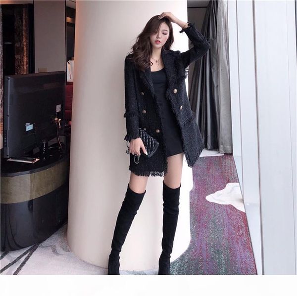 cwbshowgg winter black jacket korean version of the vintage tweed goddess tassel patchwork double-breasted fashion woolen coat, Black;brown
cwbshowgg winter black jacket korean version of the vintage tweed goddess tassel patchwork double-breasted fashion woolen coat, Black;brown