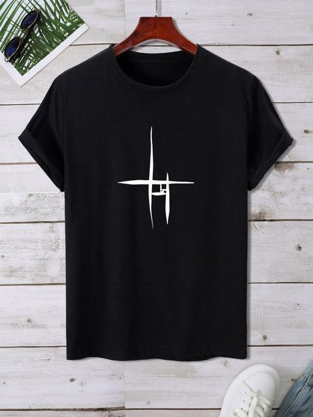 men geo print tee 43r8#, White;black