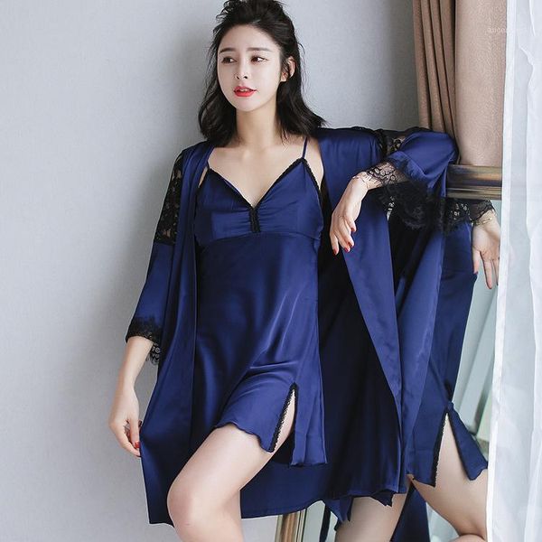 loose women silk robe set lace robe and spaghetti strap nighties dress full sleeve sleep wear set1, Black;red
loose women silk robe set lace robe and spaghetti strap nighties dress full sleeve sleep wear set1, Black;red