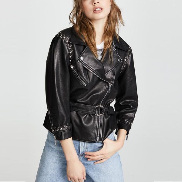 streetwear rivet 100% genuine leather jacket women autumn winter clothes real sheepskin coat female korean leather coats 53032, Black
streetwear rivet 100% genuine leather jacket women autumn winter clothes real sheepskin coat female korean leather coats 53032, Black