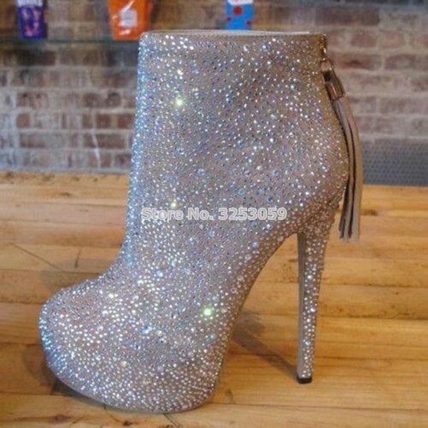 eye-sighted women bling bling crystal short boots open toe stiletto heels ankle boots shining diamond dress pumps bridal shoes, Black
eye-sighted women bling bling crystal short boots open toe stiletto heels ankle boots shining diamond dress pumps bridal shoes, Black