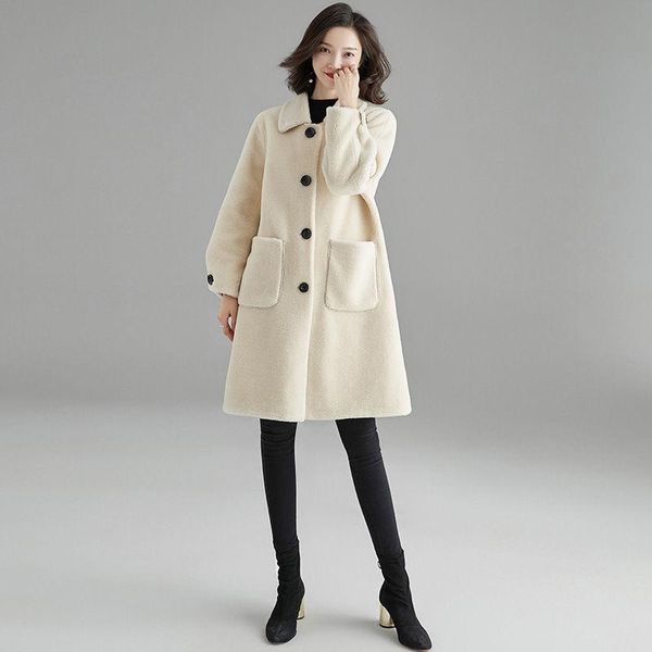 women winter real fur sheepskin coat female genuine wool outwear ladies turn-down collar thick sheep shearing outercoat y127, Black
women winter real fur sheepskin coat female genuine wool outwear ladies turn-down collar thick sheep shearing outercoat y127, Black