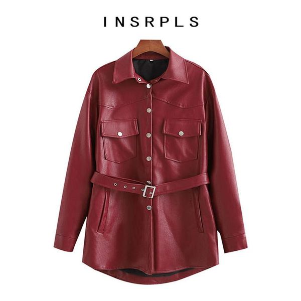 women's leather & faux insrpls women fashion with belt jacket coat vintage long sleeve pockets female outerwear chic, Black
women's leather & faux insrpls women fashion with belt jacket coat vintage long sleeve pockets female outerwear chic, Black