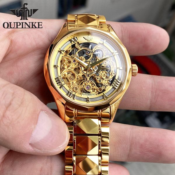 oupinke casual mechanical watch men gold steel skeleton dial luxury classic dress wrist watches for man waterproof reloj hombre q1129, Slivery;brown
oupinke casual mechanical watch men gold steel skeleton dial luxury classic dress wrist watches for man waterproof reloj hombre q1129, Slivery;brown