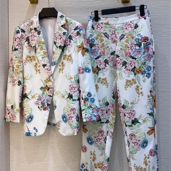 2021 female flowers blazer suit 2 garment joint stylish fashion ol'jacket lady + long pants suits bwc2, White
2021 female flowers blazer suit 2 garment joint stylish fashion ol'jacket lady + long pants suits bwc2, White