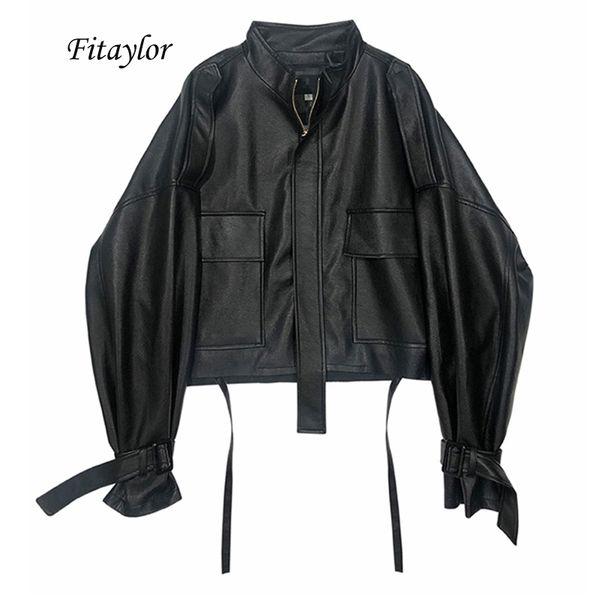 fitaylor new autumn women faux soft pu motorcycle leather jacket casual loose black faux leather punk zipper overcoat 201030
fitaylor new autumn women faux soft pu motorcycle leather jacket casual loose black faux leather punk zipper overcoat 201030