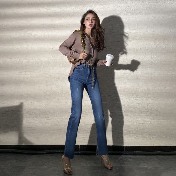 2021 autumn new lean all-match casual leg drop jeans waist high division vintage comfortable solid women's pants e6oi, Blue
2021 autumn new lean all-match casual leg drop jeans waist high division vintage comfortable solid women's pants e6oi, Blue