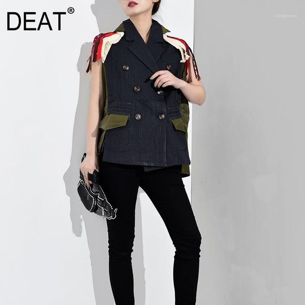 deat 2019 new spring autumn lapel sleeveless embroidery spliced hit color loose big size personality vest women fashion qj0161, Black;white
deat 2019 new spring autumn lapel sleeveless embroidery spliced hit color loose big size personality vest women fashion qj0161, Black;white