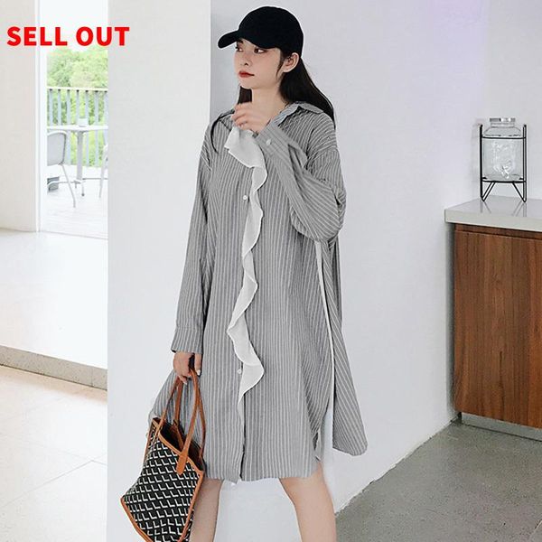 casual dresses fashion grey striped lapel long sleeve stitching chiffon loose plus woman dress simple tide autumn td127, Black;gray
casual dresses fashion grey striped lapel long sleeve stitching chiffon loose plus woman dress simple tide autumn td127, Black;gray