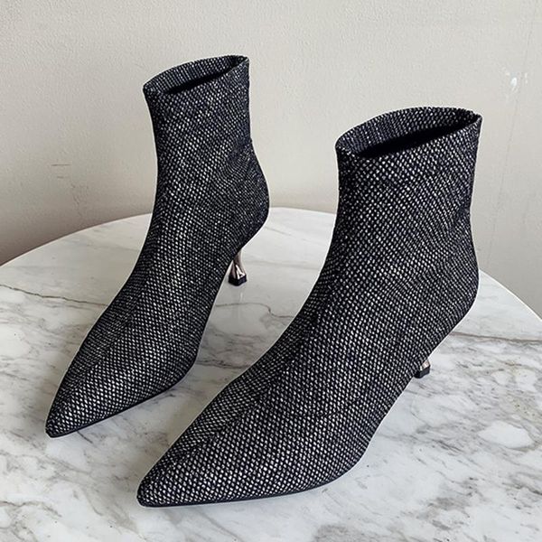 winter sequined stiletto heels square high heel ankle boots high heel pumps pointed toe boots ladies women's socks autumn, Black
winter sequined stiletto heels square high heel ankle boots high heel pumps pointed toe boots ladies women's socks autumn, Black