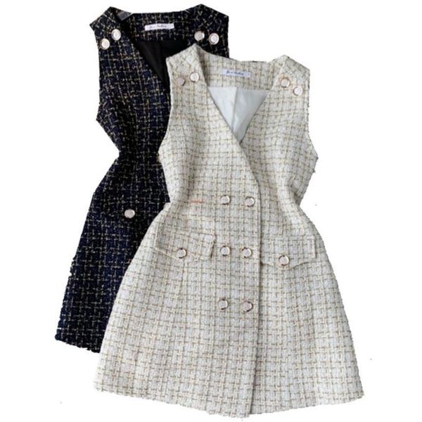 spring tutumn vintage small fragrance v-neck tweed wool vest women double breasted slim jacket 201102, Black;white
spring tutumn vintage small fragrance v-neck tweed wool vest women double breasted slim jacket 201102, Black;white