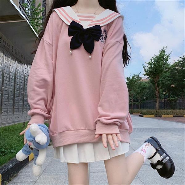 japanese autumn soft girl sweatshirt sweety sailor collar bow pullover loose lazy kawaii bear embroidery full sleeve sweatshirts, Black
japanese autumn soft girl sweatshirt sweety sailor collar bow pullover loose lazy kawaii bear embroidery full sleeve sweatshirts, Black