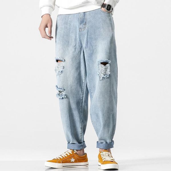 men's wear 2020 spring new style retro washing with holes jeans men's japanese-style casual long pants1, Blue
men's wear 2020 spring new style retro washing with holes jeans men's japanese-style casual long pants1, Blue
