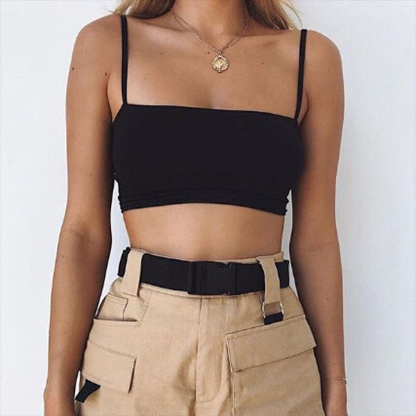 women crop 2018 summer solid strap tank cropped feminino ladies shirt vest 4 colors, White
women crop 2018 summer solid strap tank cropped feminino ladies shirt vest 4 colors, White