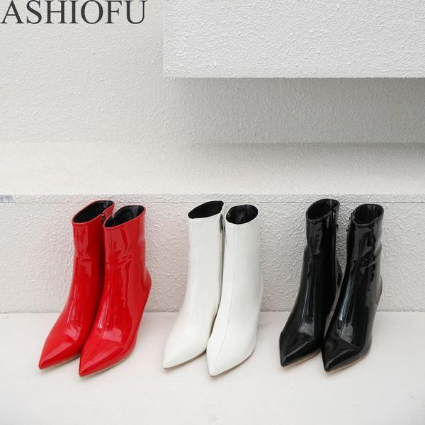 ashiofu new shiney women high heel boots patent leather winter boots party club fashion evening ankle shoes1, Black
ashiofu new shiney women high heel boots patent leather winter boots party club fashion evening ankle shoes1, Black