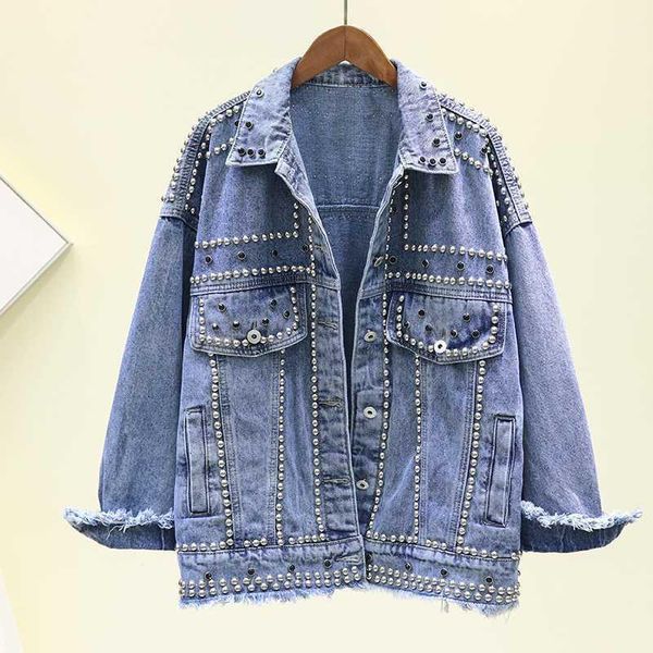 women denim jacket 2020 new autumn hand rivet beading jeans jacket loose coats outwear female students casual outerwear 1, Black;brown
women denim jacket 2020 new autumn hand rivet beading jeans jacket loose coats outwear female students casual outerwear 1, Black;brown