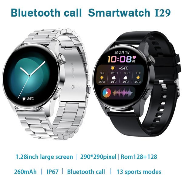 smartwatch i29 bluetooth call smart sports wrist watch huawei 1.3inch 290*290 ram128 rom128 260mah ip67 waterproof custom dial 13sports mode