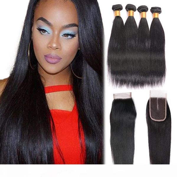 brazilian hair weave bundles with closure 100% unprocessed remy human hair weft 4 bundles straight hair bundles with closure natural color, Black
brazilian hair weave bundles with closure 100% unprocessed remy human hair weft 4 bundles straight hair bundles with closure natural color, Black
