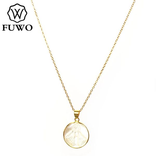 pendant necklaces fuwo lovely madonna virgin mary carved shell necklace with gold bezel trimmed natural seashell jewelry for women gift nc51, Silver
pendant necklaces fuwo lovely madonna virgin mary carved shell necklace with gold bezel trimmed natural seashell jewelry for women gift nc51, Silver