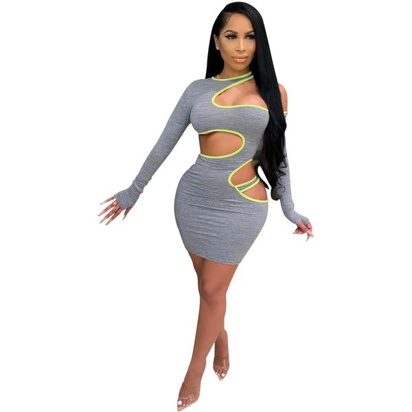 women hollow out strapless dress show waist long sleeve slim fit dresses ladies gray clothes, Black;gray
women hollow out strapless dress show waist long sleeve slim fit dresses ladies gray clothes, Black;gray
