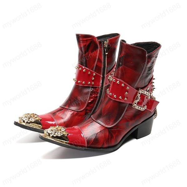 new winter men black red ankle boots metal pointed toe rivets motorcycle boots zipper fashion party leather boots male shoes botas hombre
new winter men black red ankle boots metal pointed toe rivets motorcycle boots zipper fashion party leather boots male shoes botas hombre