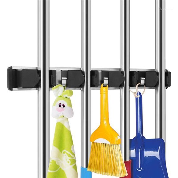 hooks & rails mop broom holder multipurpose wall mounted organizer storage ideal hanger for kitchen garage - 4 slots with 3 hooks1
hooks & rails mop broom holder multipurpose wall mounted organizer storage ideal hanger for kitchen garage - 4 slots with 3 hooks1