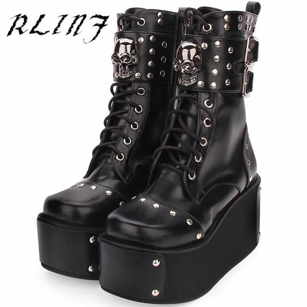 boots rlinf winter cool punk wind round head rivet tie side zipper sponge cake cotton women, Black
boots rlinf winter cool punk wind round head rivet tie side zipper sponge cake cotton women, Black