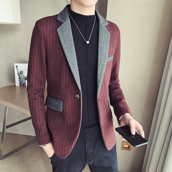 2020 autumn new korean style thin striped deal splicing blazer hombre male suit jy7f, White;black
2020 autumn new korean style thin striped deal splicing blazer hombre male suit jy7f, White;black