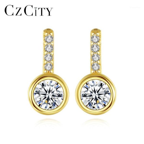 czcity real 925 sterling silver stud earrings for women wedding engagement fine jewelry round cz brincos bijoux christmas gifts1, Golden;silver
czcity real 925 sterling silver stud earrings for women wedding engagement fine jewelry round cz brincos bijoux christmas gifts1, Golden;silver