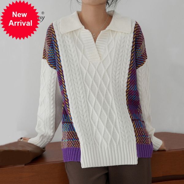 autumn oversized women chess fashion turn-down collar coarse crocheted female casual sweater c-327, White;black
autumn oversized women chess fashion turn-down collar coarse crocheted female casual sweater c-327, White;black