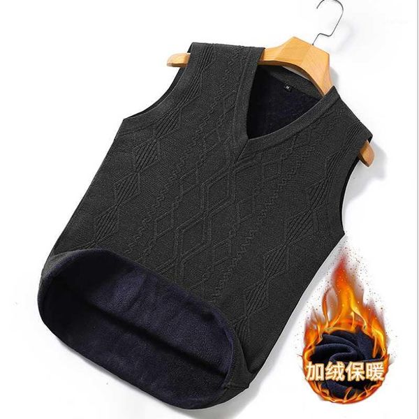 new fashion men's plus velvet vest middle-aged and elderly solid color sweater v-neck dad fitted rhomboid vest waistcoat1, Black;white
new fashion men's plus velvet vest middle-aged and elderly solid color sweater v-neck dad fitted rhomboid vest waistcoat1, Black;white