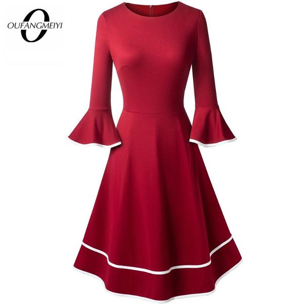 women elegant patchwork o neck retro flare sleeve casual stylish christmas party autumn a line dress ea233, Black;gray
women elegant patchwork o neck retro flare sleeve casual stylish christmas party autumn a line dress ea233, Black;gray