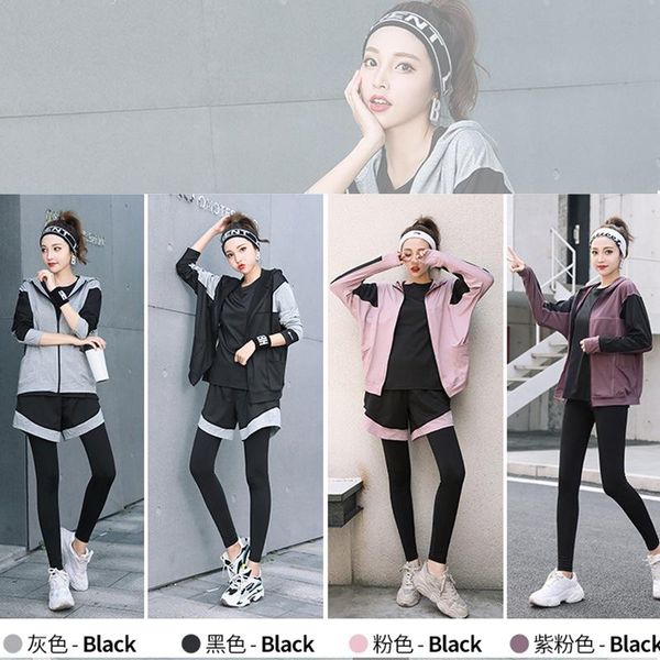 women's black grey color matching yoga suit women's 5-piece large exercise suit with hooded loose quick dry running, Black;blue
women's black grey color matching yoga suit women's 5-piece large exercise suit with hooded loose quick dry running, Black;blue