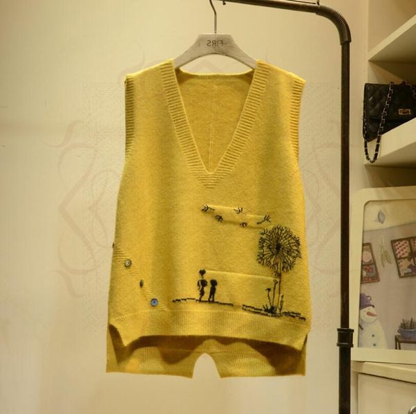 embroidery with low-necked waistcoat femal cartoon frill pattern sleeveless pullover sweater vest 2021 p1741 p808, White;black
embroidery with low-necked waistcoat femal cartoon frill pattern sleeveless pullover sweater vest 2021 p1741 p808, White;black
