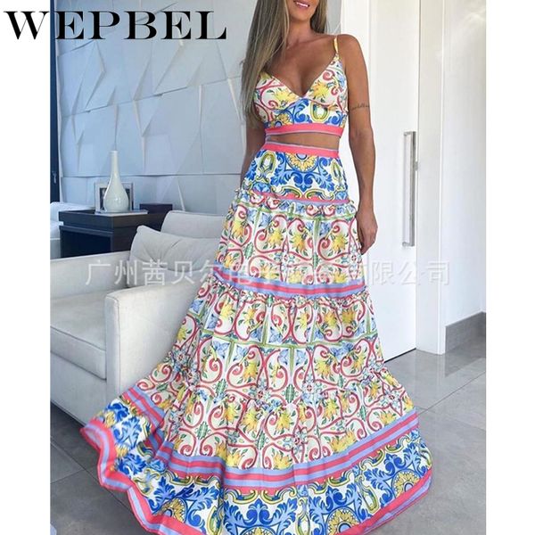 women elegant floral print maxi dress casual sling crop + high waist long skirt ladies two piece clothing set q1210, Black;gray
women elegant floral print maxi dress casual sling crop + high waist long skirt ladies two piece clothing set q1210, Black;gray