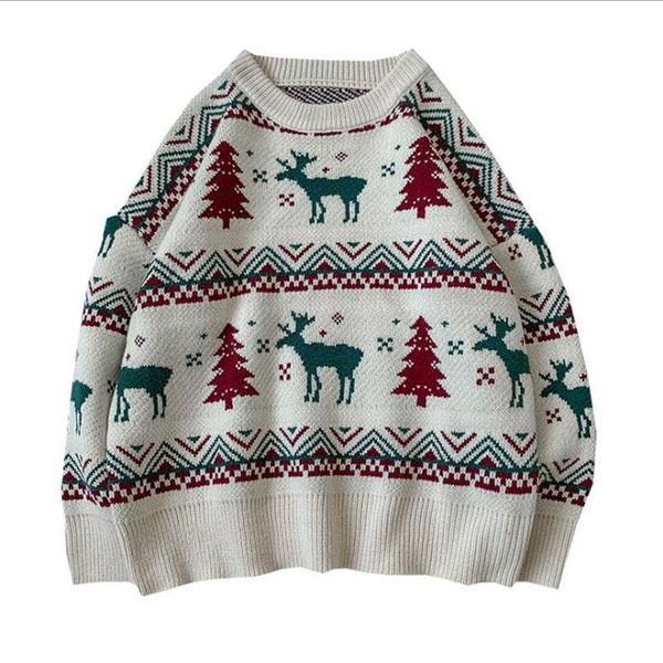 2021 japanese harajuku christmas elk sweater round neck pullover couple loves sweaters streetwear men's women's knittwear, White;black
2021 japanese harajuku christmas elk sweater round neck pullover couple loves sweaters streetwear men's women's knittwear, White;black